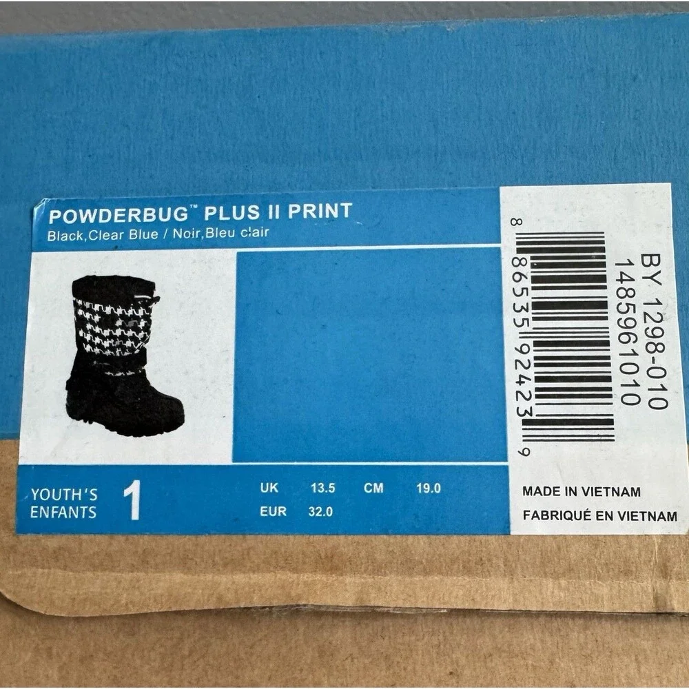 NWT's Columbia PowderBug Plus II Girls Youth 1 Snow/Winter Boots Black
